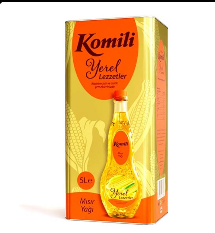 روغن ذرت برند کومیلی اصلی ، محصول وارداتی از ترکیه ، بسته بندی حلب ۵ لیتری اورجینال