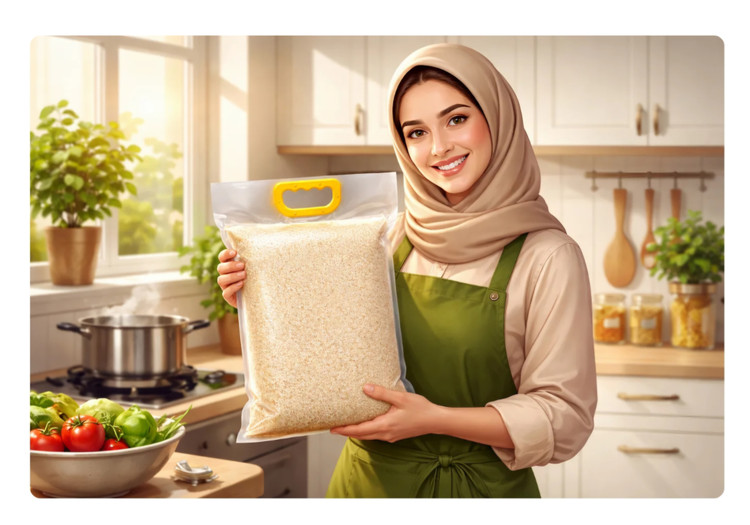 برنج هاشمی فوق اعلا گیلان ، کیسه ۵ کیلویی وکیوم شده ممتاز حسن نژاد