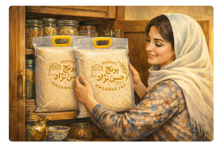 برنج هاشمی فوق اعلا گیلان ، کیسه ۵ کیلویی وکیوم شده ممتاز حسن نژاد